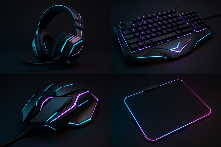 Accesorios gamer de diseño futurista Accesorios gamer de diseño futurista